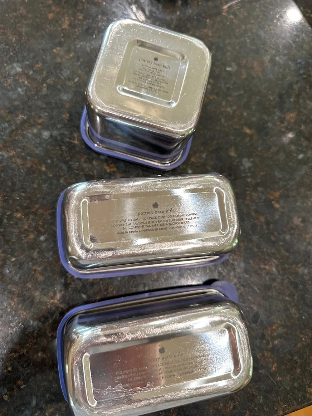 Navy Spencer PBK Silicone-Lidded Food Storage Containers stainless - Set of 3